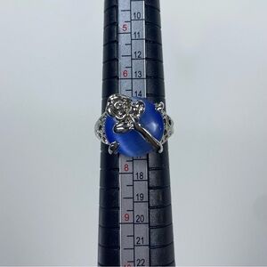 Silver and Blue Flower Ring